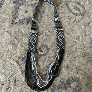Elegant Black and White Beaded Necklace, Made in Indonesia